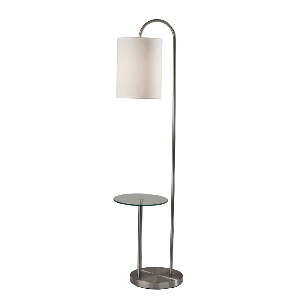 Adesso Amira 1-Shelf Floor Lamp, 64inH, White Shade/Brushed Steel Base MPN:4062-22