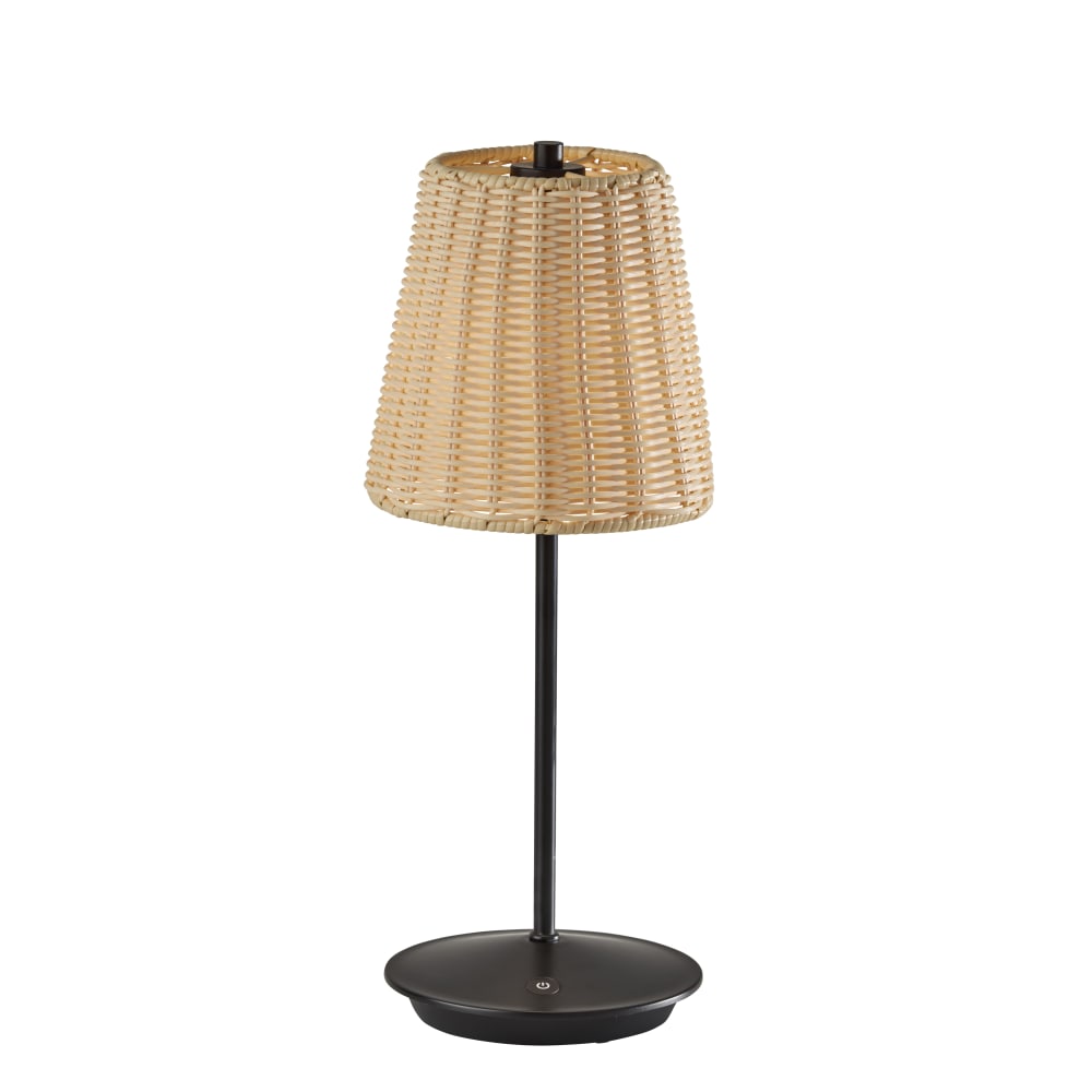Adesso Andy LED Cordless Indoor/Outdoor Table Lamp, 15inH, Rattan Shade/Black Base MPN:4074-01