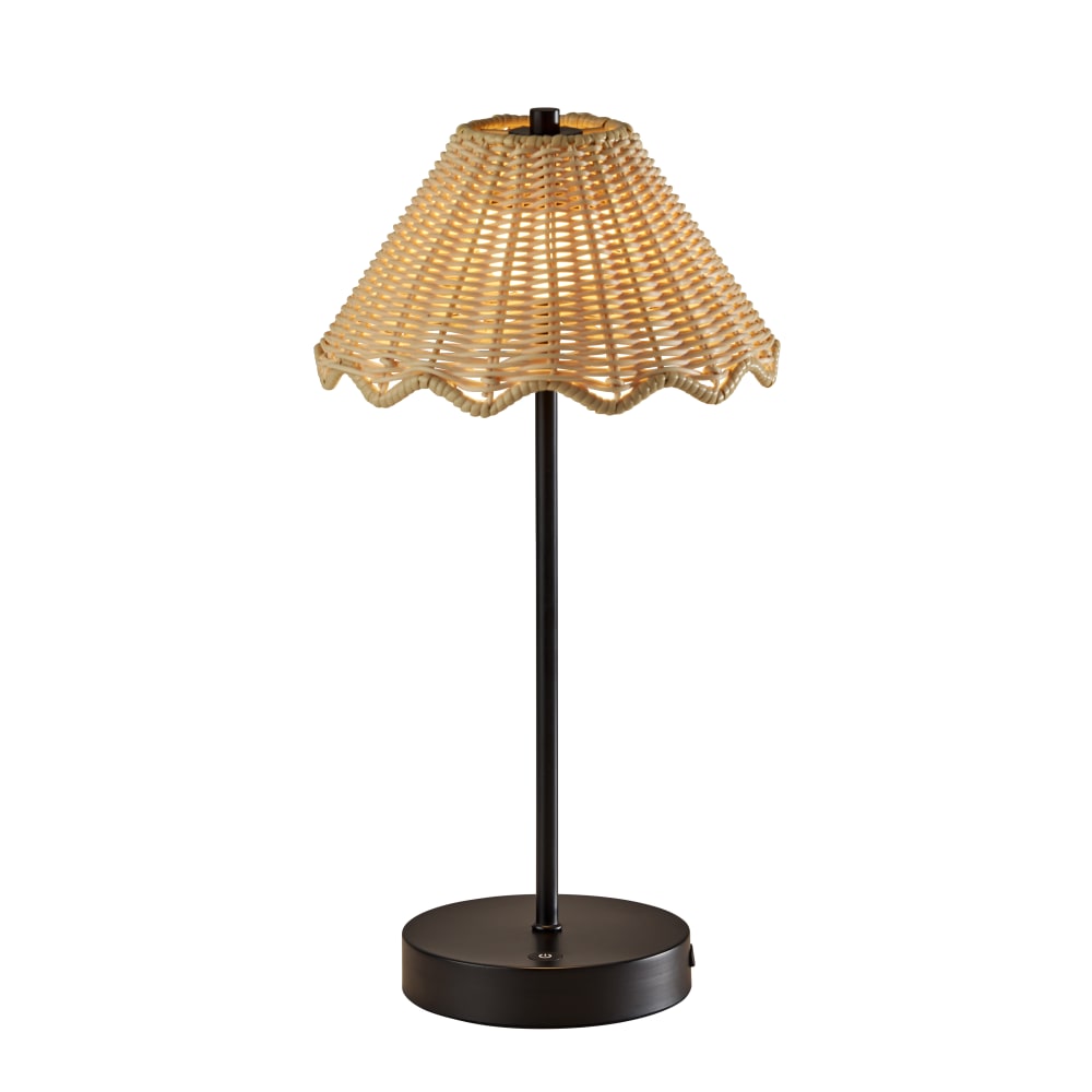 Adesso Stevie LED Cordless Indoor/Outdoor Table Lamp, 15inH, Rattan Shade/Black Base MPN:4082-01