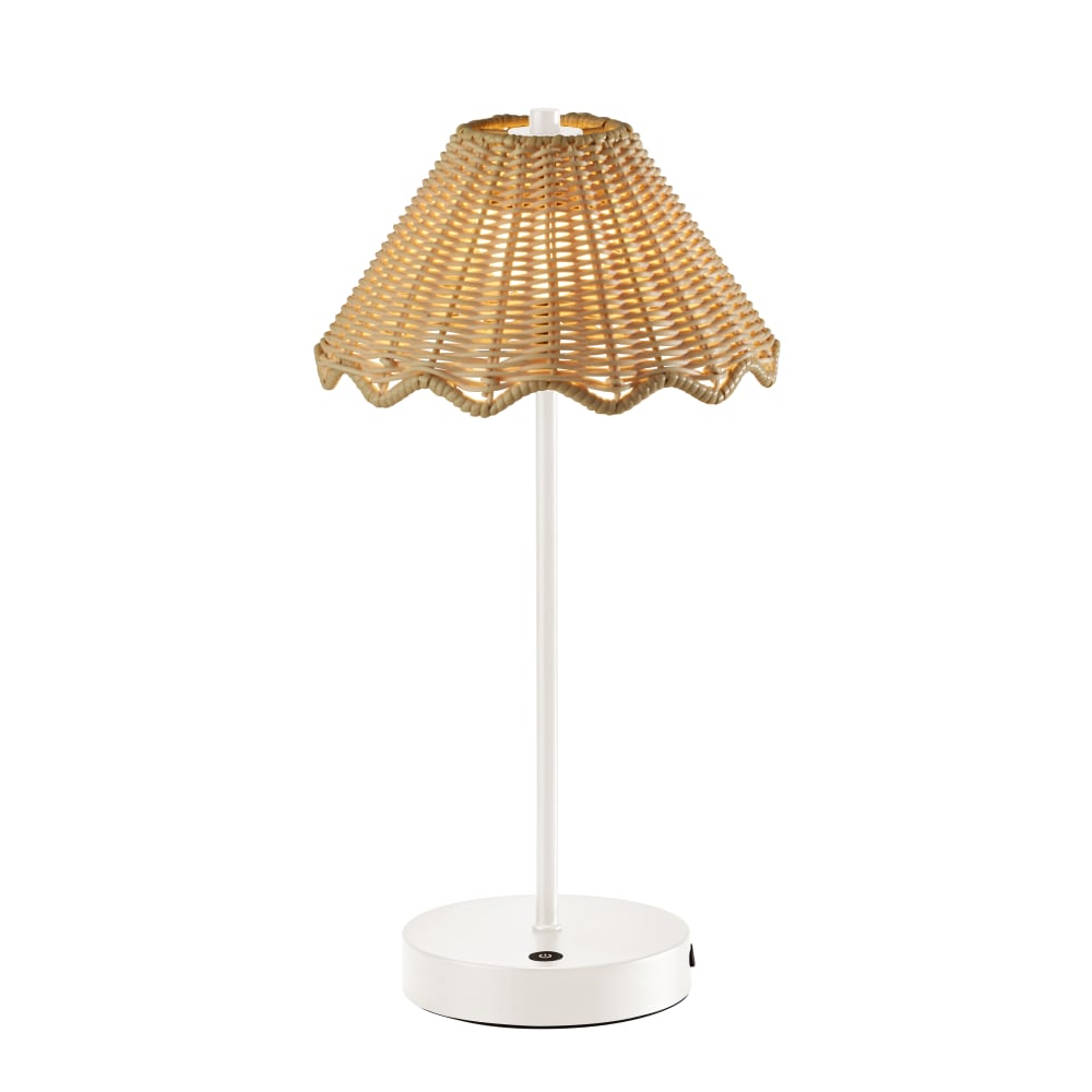 Adesso Stevie LED Cordless Indoor/Outdoor Table Lamp, 15inH, Rattan Shade/White Base MPN:4082-02