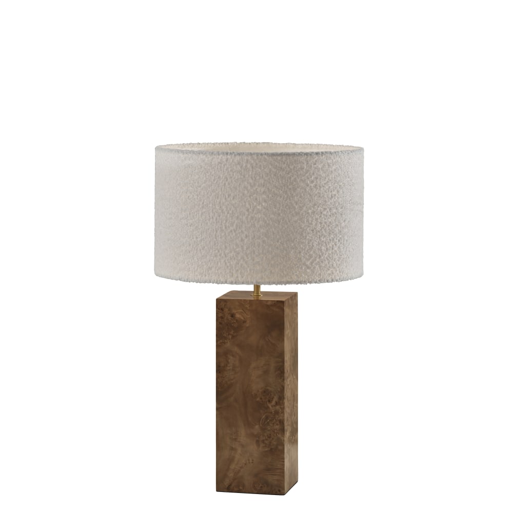 Adesso Frederick Table Lamp, 23-1/4in, White Shade/Burled Wood Base MPN:4345-15