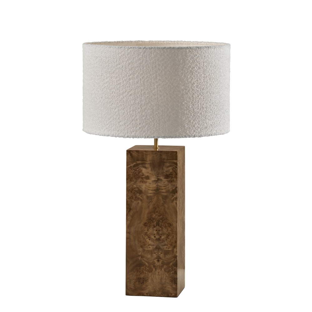 Adesso Frederick Tall Table Lamp, 28-1/4inH, White Shade/Burled Wood Base MPN:4346-15