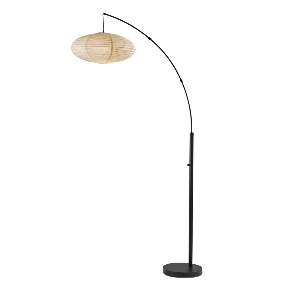 Adesso Corrine Arc Floor Lamp, 80inH, Off-White Shade/Black Base MPN:5024-01