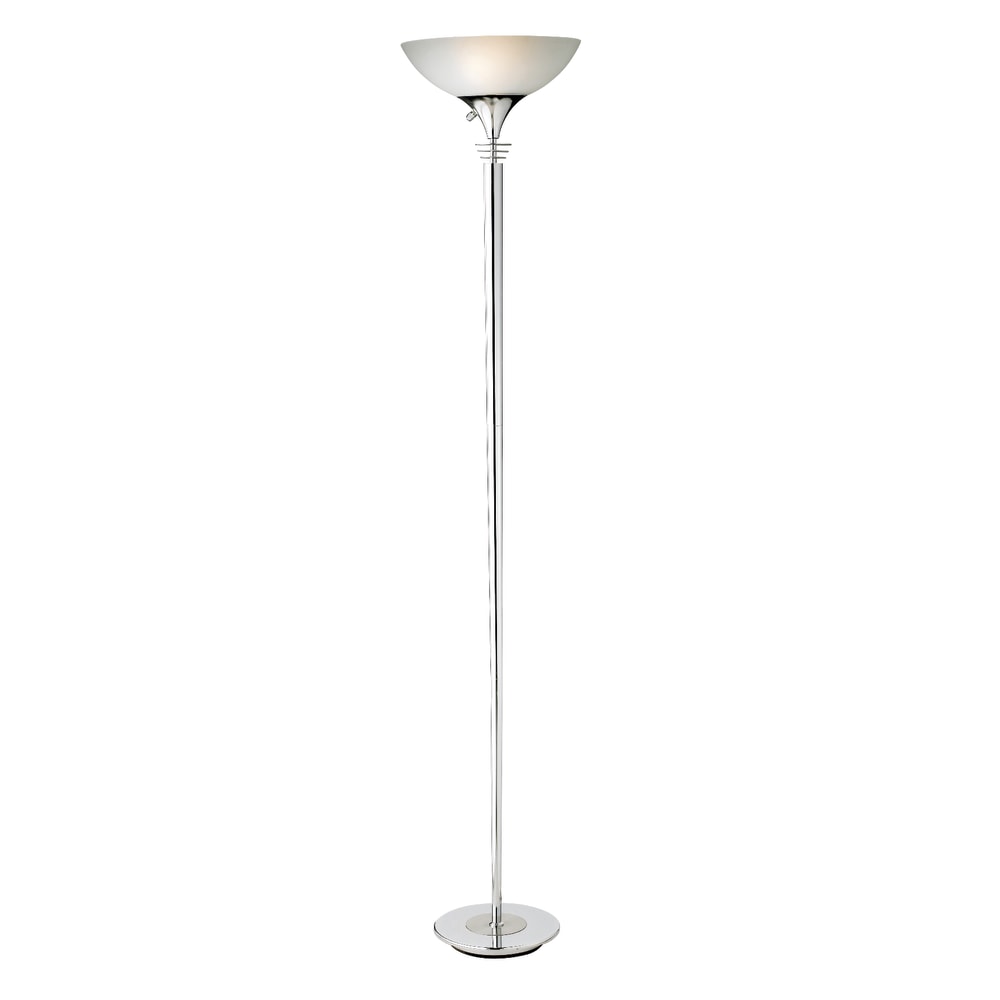 Adesso Metropolis 300W Torchiere Floor Lamp, 71 1/2inH, Frosted White Shade/Chrome Base MPN:5120-22