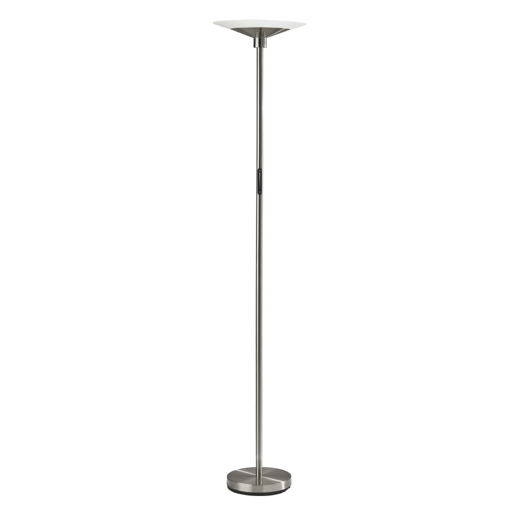 Adesso Solar LED Floor Lamp, 70-1/2inH, Frosted Shade/Brushed Steel Base MPN:5121-22