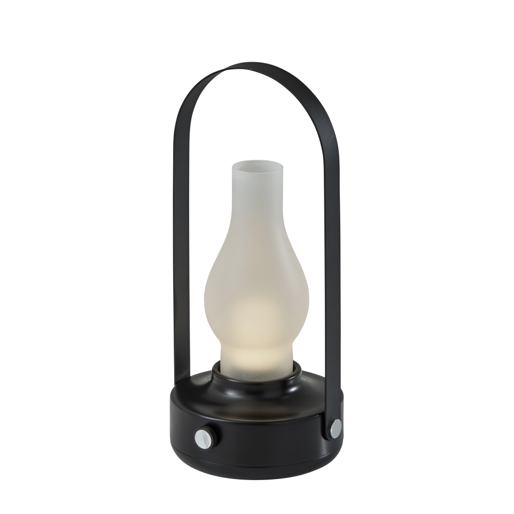 Adesso Eddy LED Cordless Indoor/Outdoor Table Lamp, 11-3/4inH, Frosted Glass Shade/Black Base MPN:6004-01