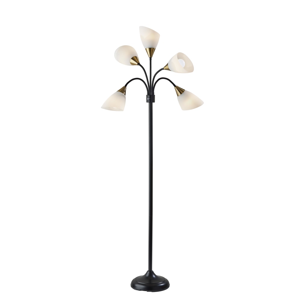 Adesso Simplee 5-Light Floor Lamp, 67inH, White/Black MPN:7205-01
