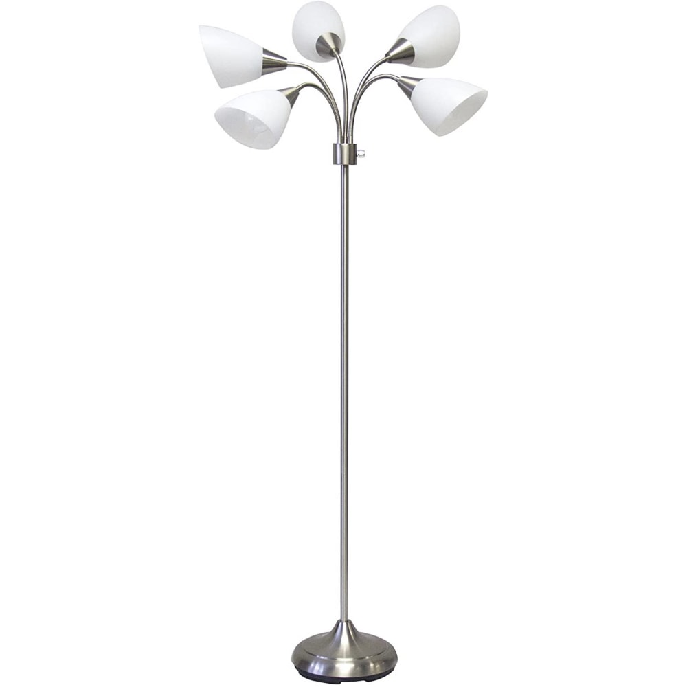 Adesso Simplee 5-Light Floor Lamp, 67inH, Frosted White/Brushed Steel MPN:7205-22