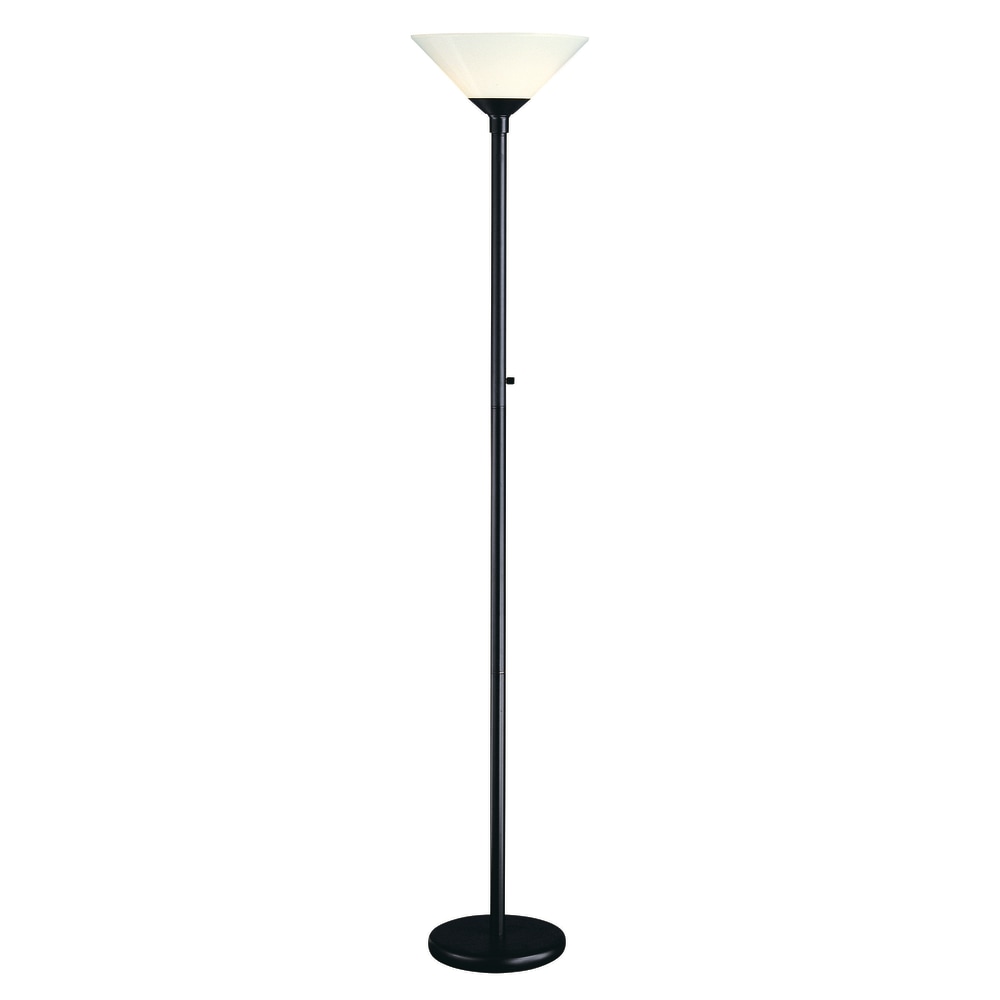 Adesso Aries 300W Torchiere Floor Lamp, 73inH, White Shade/Black Base MPN:7500-01