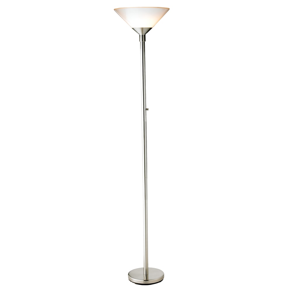 Adesso Aries 300W Torchiere Floor Lamp, 73inH, White Shade/Silver Base MPN:7500-22