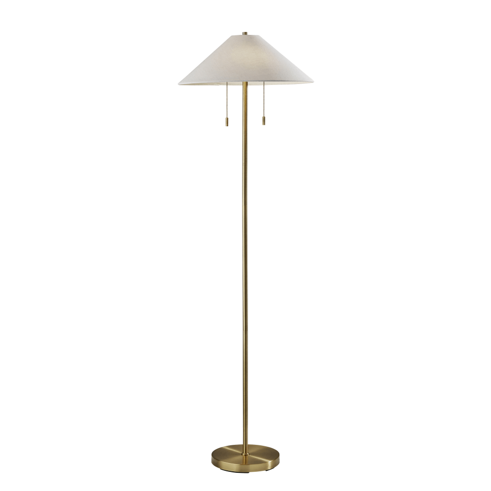 Adesso Claremont Floor Lamp, 60-1/2inH, Off-White/Antique Brass MPN:9401-21