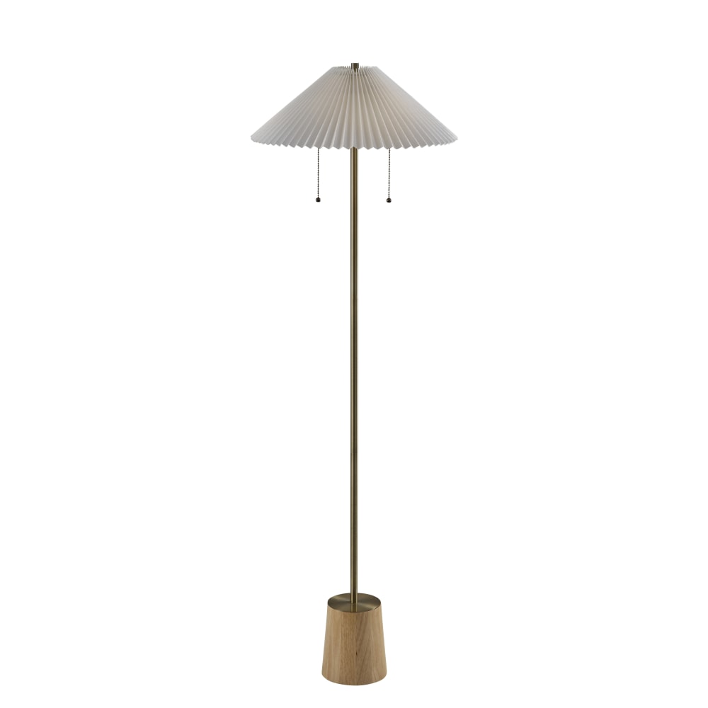 Adesso Ophelia Floor Lamp, Antique Brass/White Fabric Shade MPN:9403-21