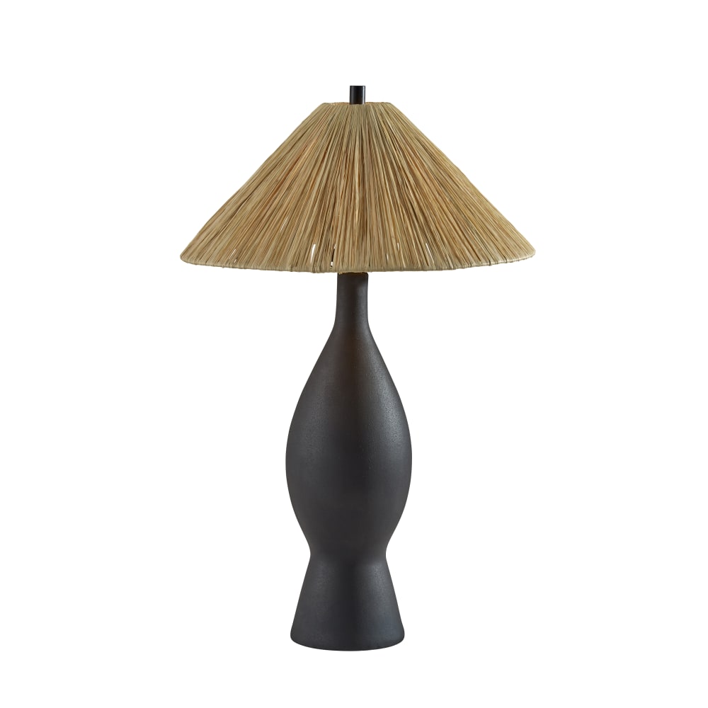Adesso Maren Table Lamp, Black/Raffia Grass Shade MPN:9404-01