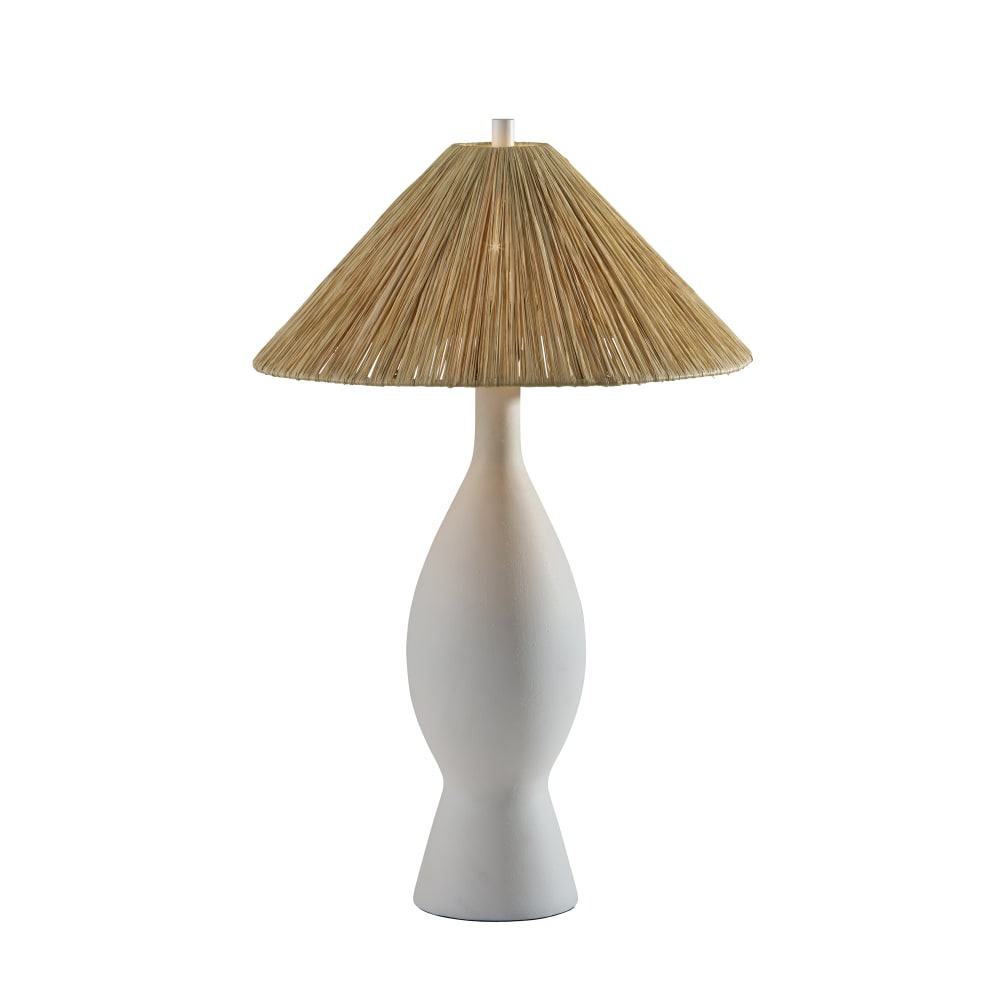 Adesso Maren Table Lamp, White/Raffia Grass Shade MPN:9404-02