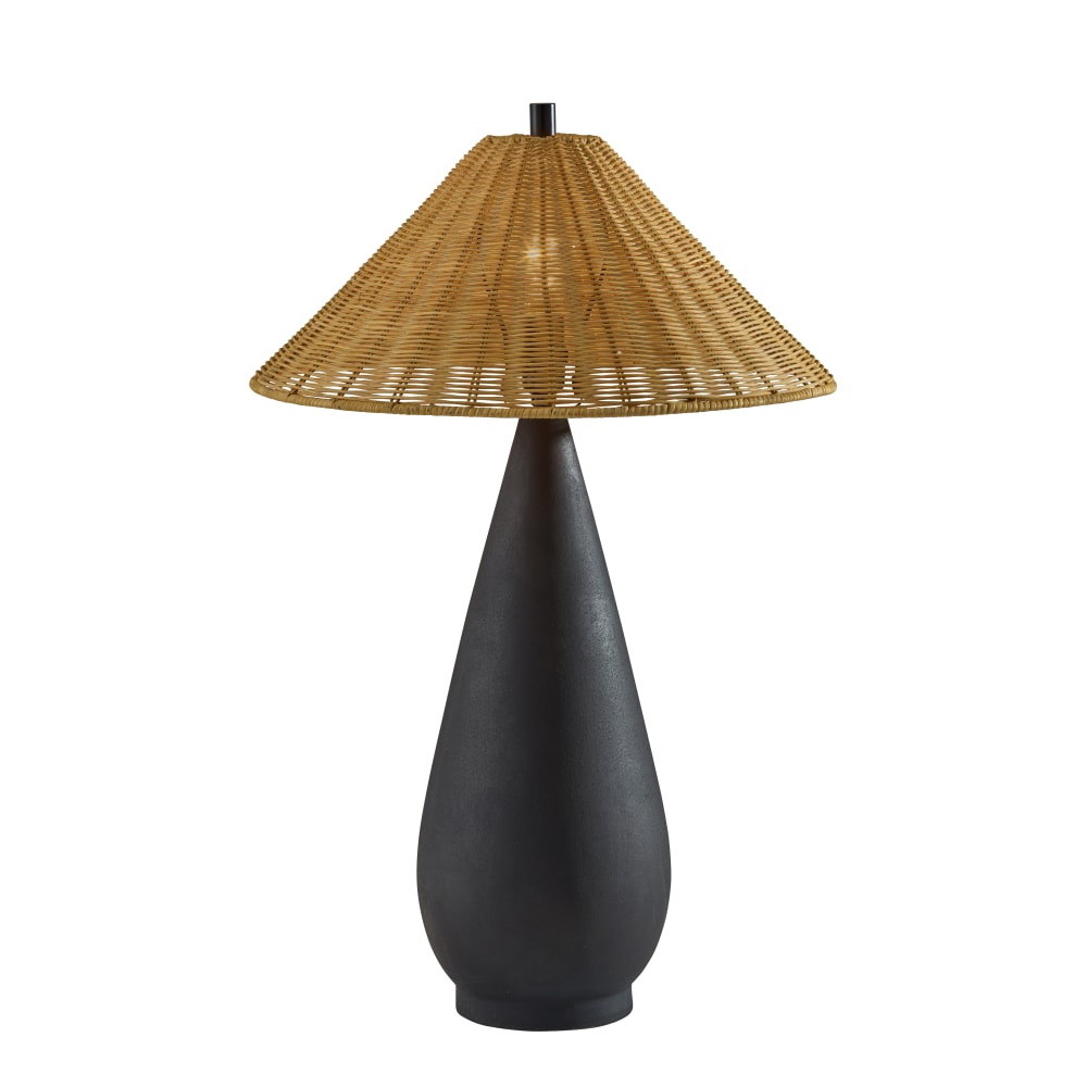 Adesso Lorelei Table Lamp, Black/Brown Rattan Shade MPN:9405-01