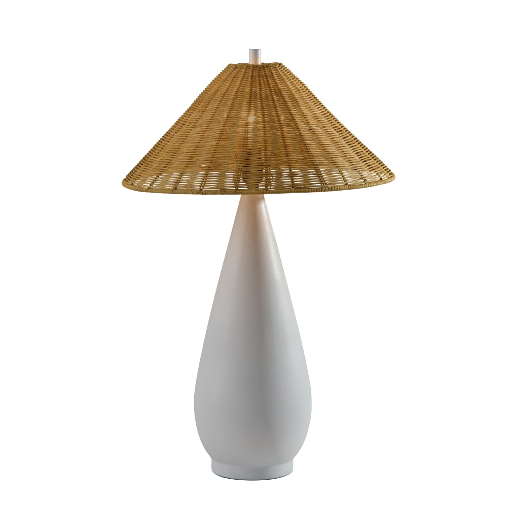 Adesso Lorelei Table Lamp, White/Brown Rattan Shade MPN:9405-02