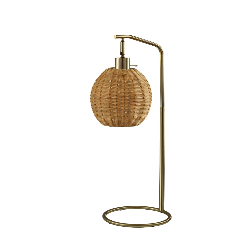 Adesso Maeve Table Lamp, Antique Brass/Brown Rattan Shade MPN:9406-21