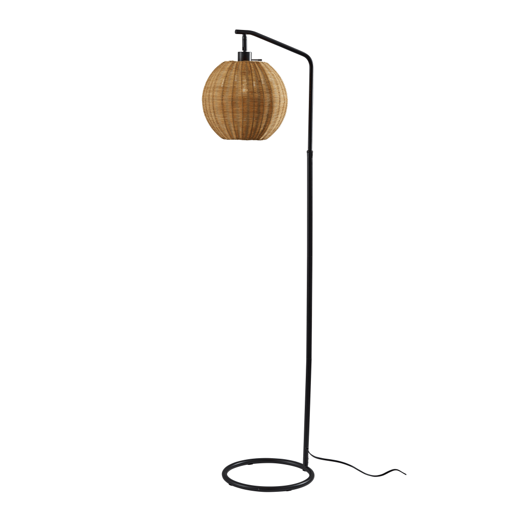 Adesso Maeve Floor Lamp, Black/Brown Rattan Shade MPN:9407-01
