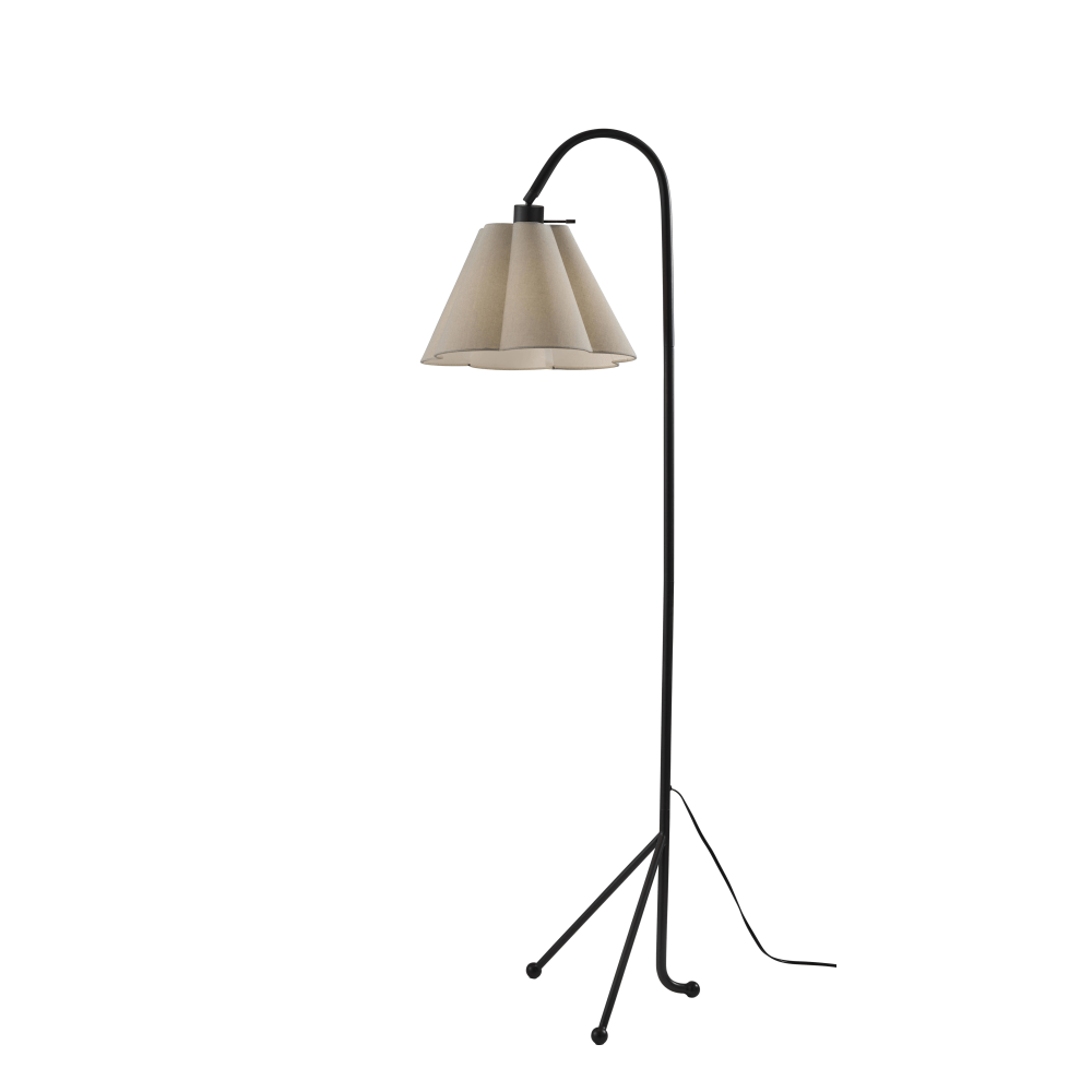 Adesso Kendra Floor Lamp, Black/Oatmeal Fabric Shade MPN:9409-01