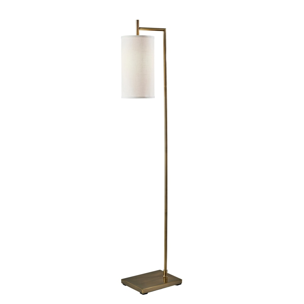 Adesso Simplee Zion Floor Lamp, 65inH, White Textured Fabric Shade/Antique Brass Base MPN:SL1156-21