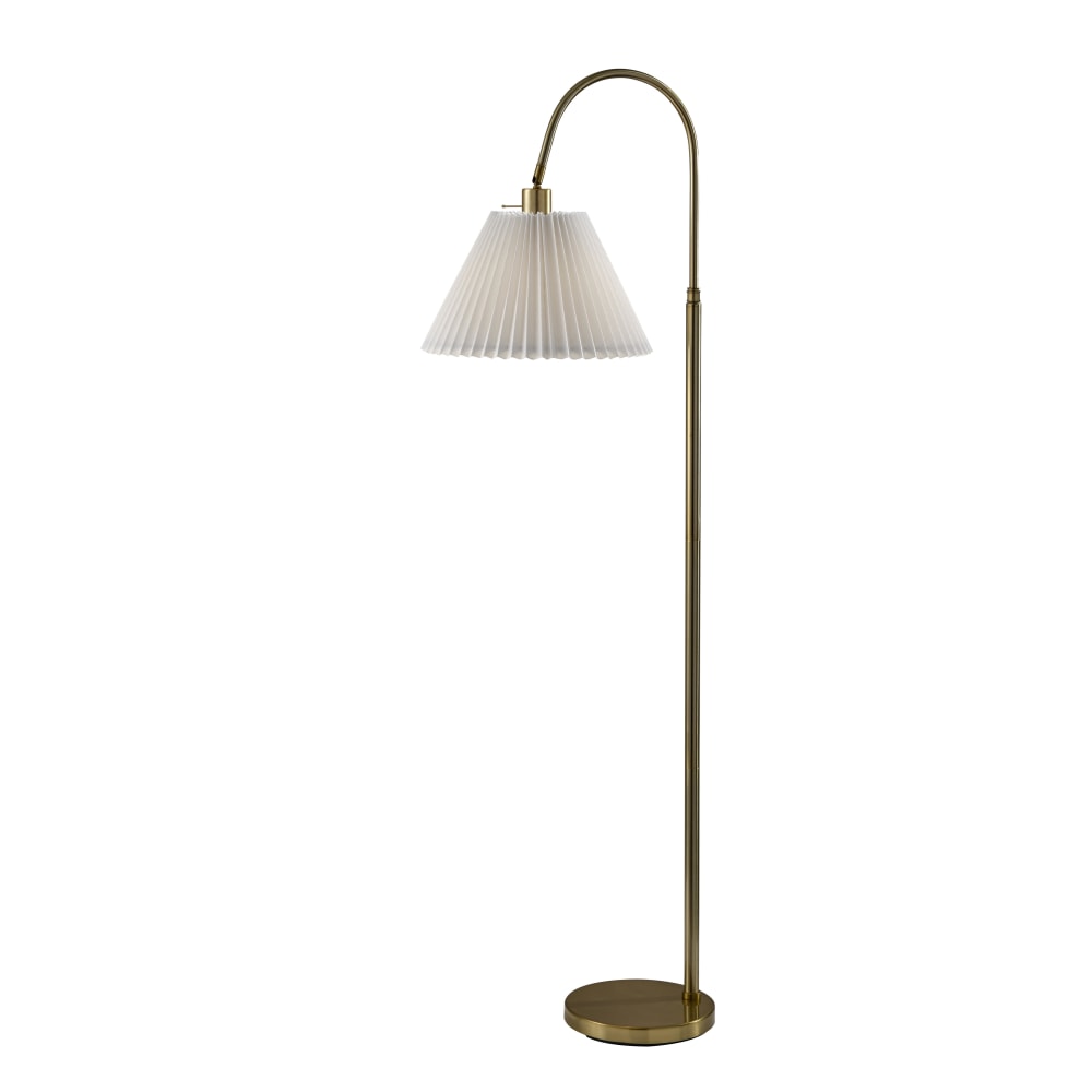 Adesso Thalia Floor Lamp, Antique Brass/White Fabric Shade MPN:SL2614-21