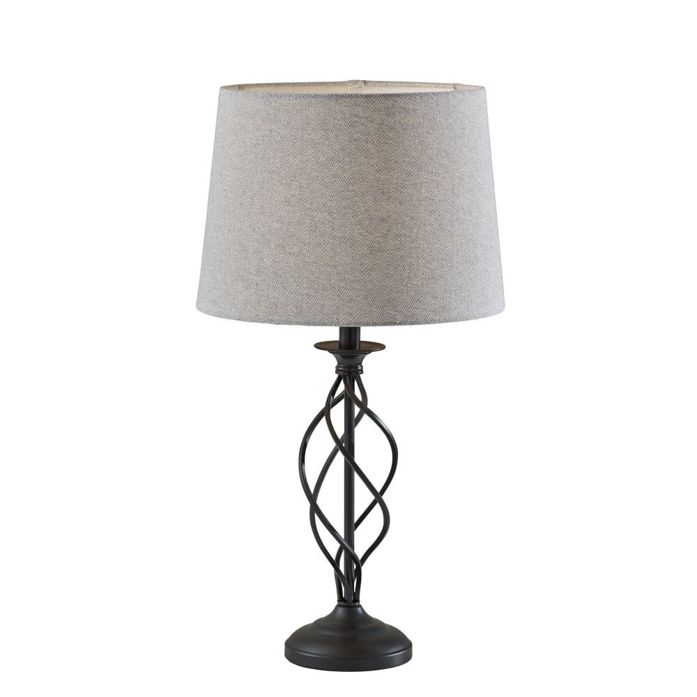 Adesso Darcy Table Lamp, 26inH, Gray Herringbone Shade/Black Base MPN:SL3978-03