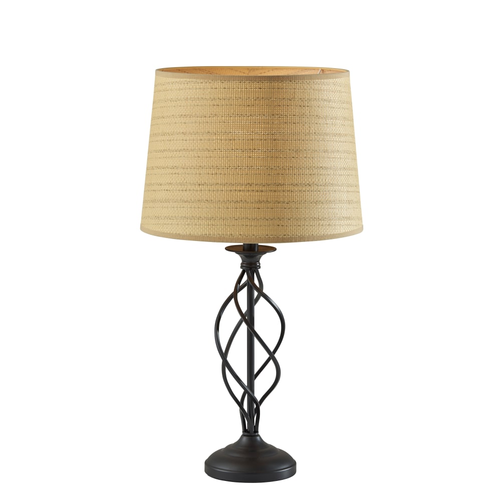 Adesso Darcy Table Lamp, 26inH, Natural Woven Rattan Shade/Black Base MPN:SL3978-12