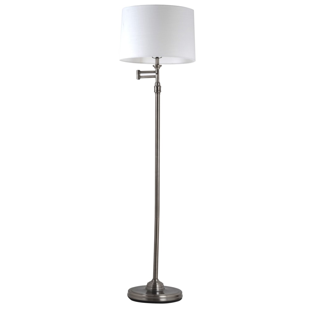 Adesso Simplee Aaron Swing Arm Floor Lamp, 57-2/5inH, White Textured Linen Shade/Antique Pewter Base MPN:SL3989-23