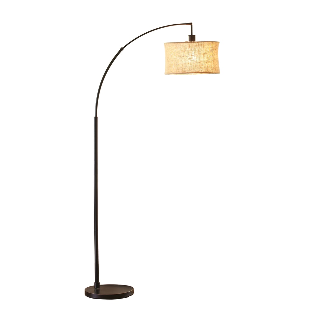 Adesso Simplee Burlap Arc Floor Lamp, 68inH, Antique Bronze Base MPN:SL3993-26