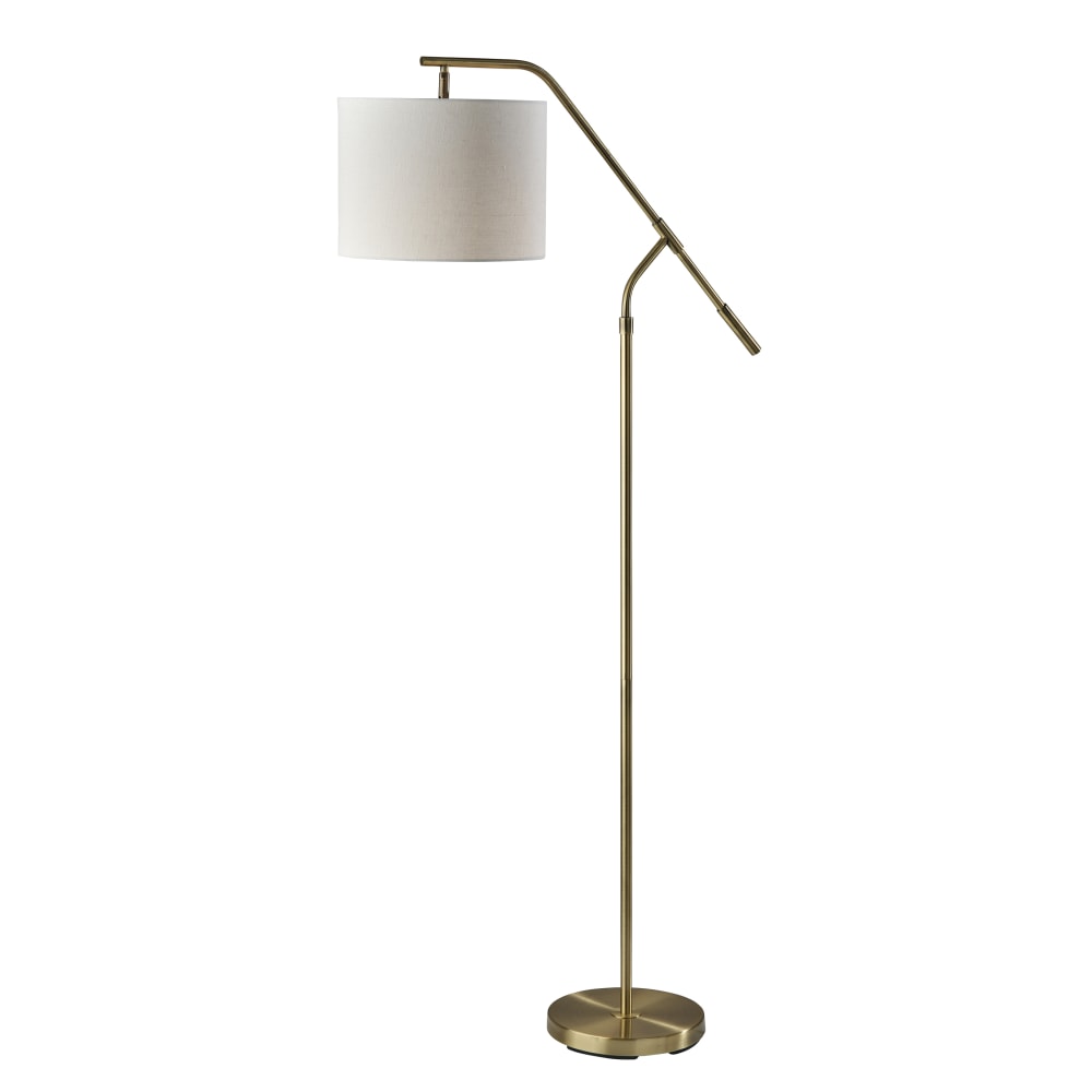 Adesso Simplee Milo Floor Lamp, 60inH, Antique Brass/Off-White MPN:SL9503-21
