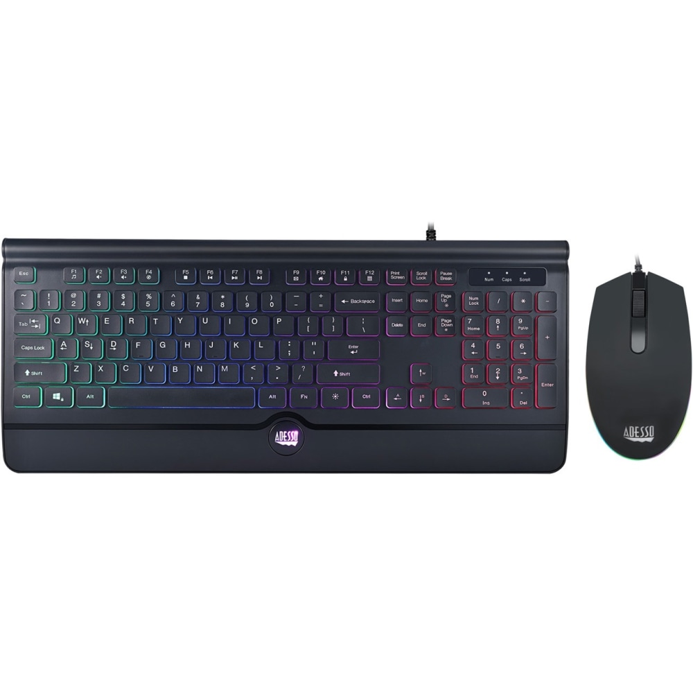 Adesso EasyTouch 137CB Illuminated Gaming Keyboard & Mouse Combo - USB Cable - 104 Key - English (US) - AKB137CB MPN:AKB-137CB