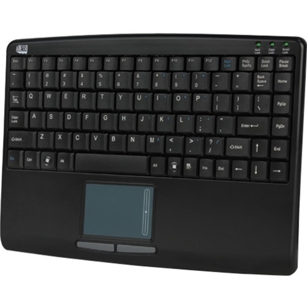 Adesso AKB-410UB SlimTouch USB Mini Keyboard With Built-In Touchpad, Black MPN:AKB-410UB