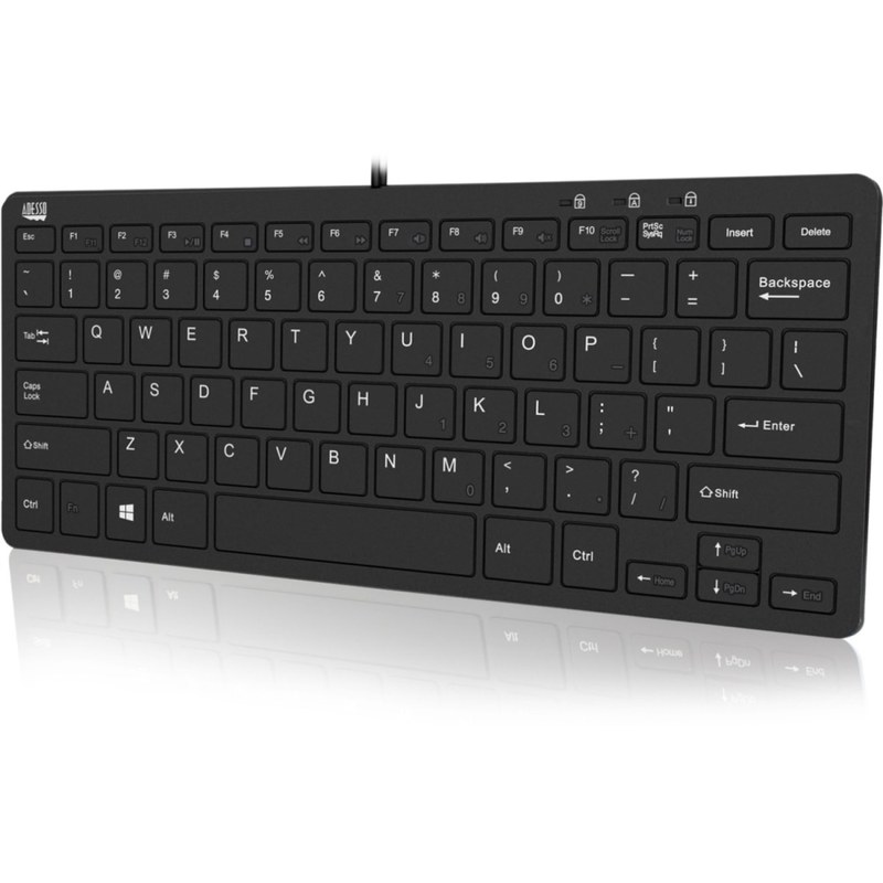 Adesso SlimTouch 510 USB Mini Keyboard With USB Hub, Black MPN:AKB-510HB