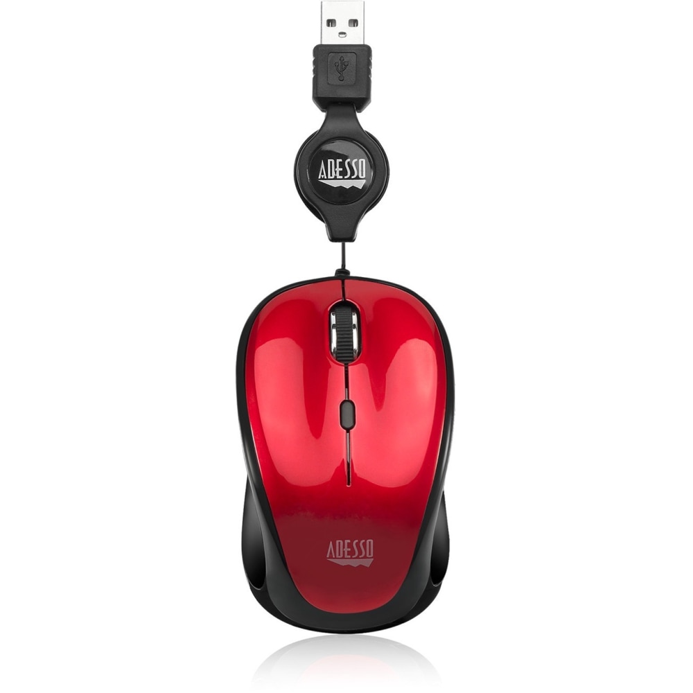 Adesso iMouse S8R USB Illuminated Retractable Mini Optical Mouse, Red MPN:IMOUSES8R