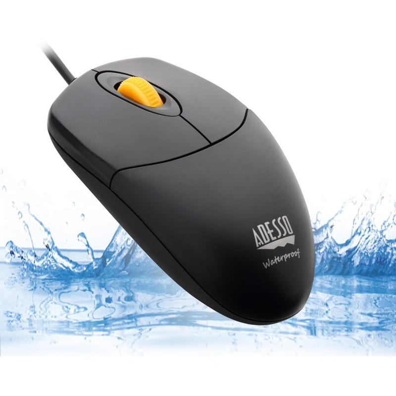 Adesso iMouse W3 USB Waterproof Optical Mouse With Magnetic Scroll Wheel, Black/Yellow MPN:IMOUSE W3