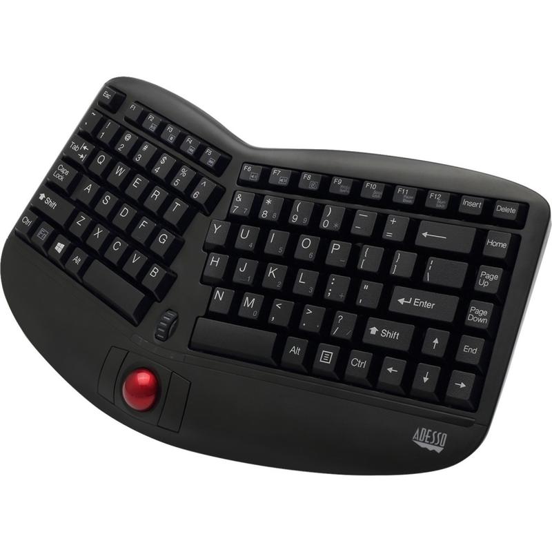 Adesso Tru-Form Media 3150 2.4 GHz Wireless Ergo Trackball Keyboard MPN:WKB-3150UB
