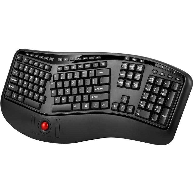 Adesso Tru-Form 3500 2.4GHz Wireless Ergonomic Trackball Keyboard MPN:WKB-3500UB