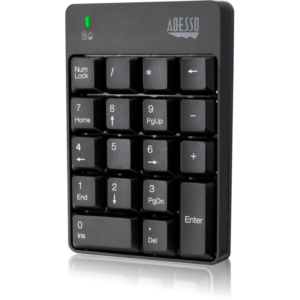Adesso Wireless Spill Resistant 18-Key Numeric Keypad - Wireless Connectivity - RF - 30 ft - 2.40 GHz - WKB6010UB MPN:WKB-6010UB