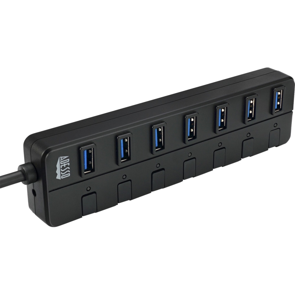 Adesso 7-ports USB 3.0 Hub with 5V2A Power Adaptor - USB - External - 7 USB Port(s) - 7 USB 3.0 Port(s) - PC, Mac MPN:AUH-3070P