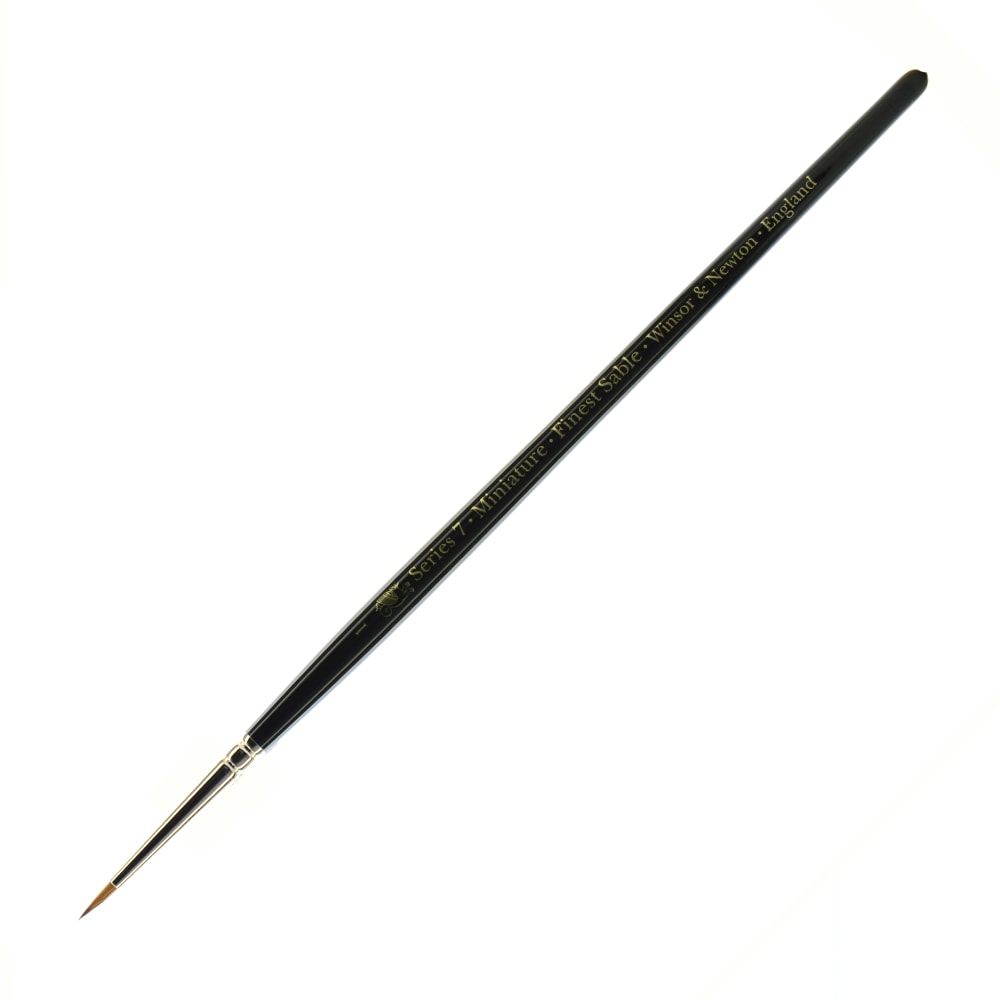 Winsor & Newton Series 7 Kolinsky Miniature Paint Brush, Size 1, Round Bristle, Sable Hair, Black MPN:5012001