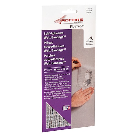Wall Bandage Repair Patch, 7 in x 7 in, DIY Boxed, White MPN:FDW6570-U