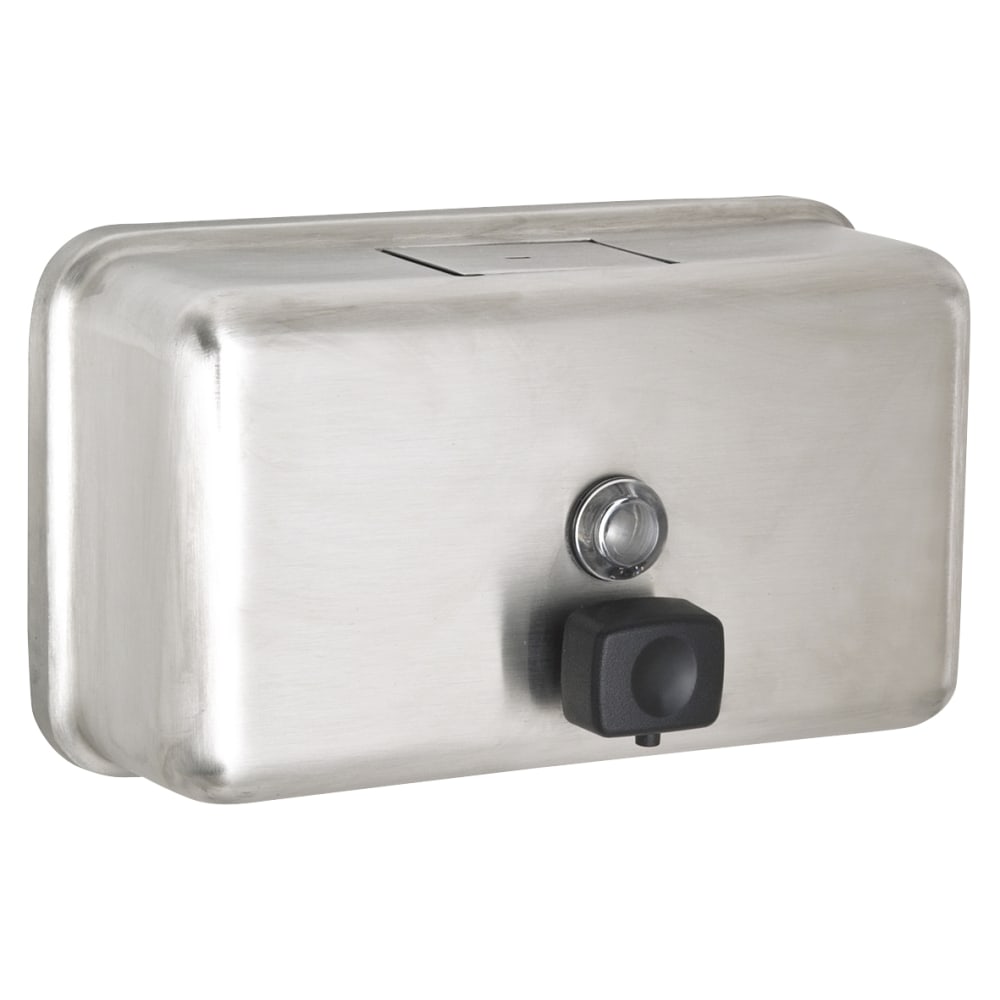 Alpine Horizontal Manual Surface-Mounted Liquid Soap Dispenser, 4-13/16inH x 8-1/8inW x 2-13/16inD, Stainless Steel MPN:424-SSB