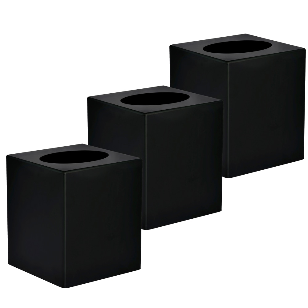 Alpine Acrylic Tissue Box Covers, 6-1/2in x 4-3/4in x 4-3/4in, Black, Pack Of 3 Covers MPN:ALP407-BLK-3PK