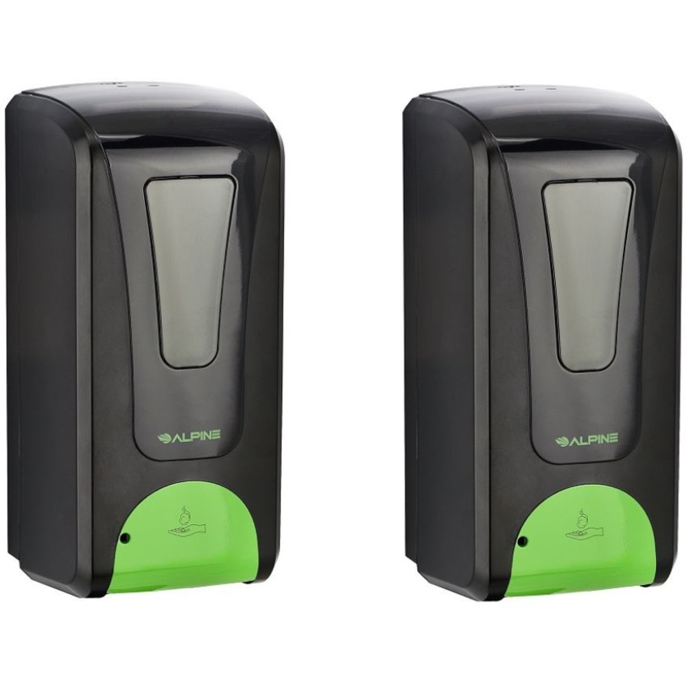 Alpine Industries 1200 mL Wall Mount Automatic Foam Hand Sanitizer Dispensers, Black, Pack Of 2 Dispensers MPN:ALP430-F-BLK-2PK
