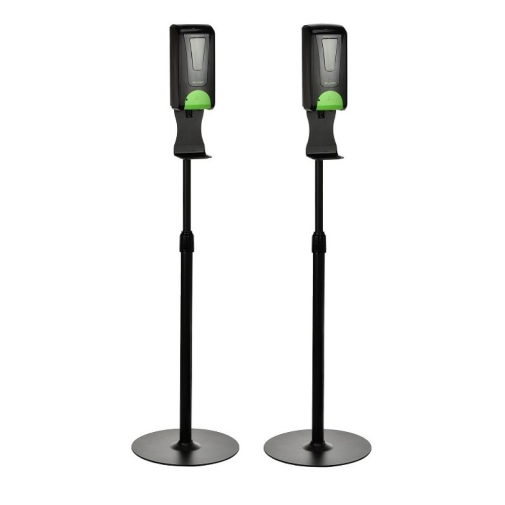 Alpine Industries 1200 mL Wall Mount Automatic Gel Hand Sanitizer Dispensers With Floor Stands, Black, Pack Of 2 Dispensers MPN:ALP430-L-S-BLK-2PK