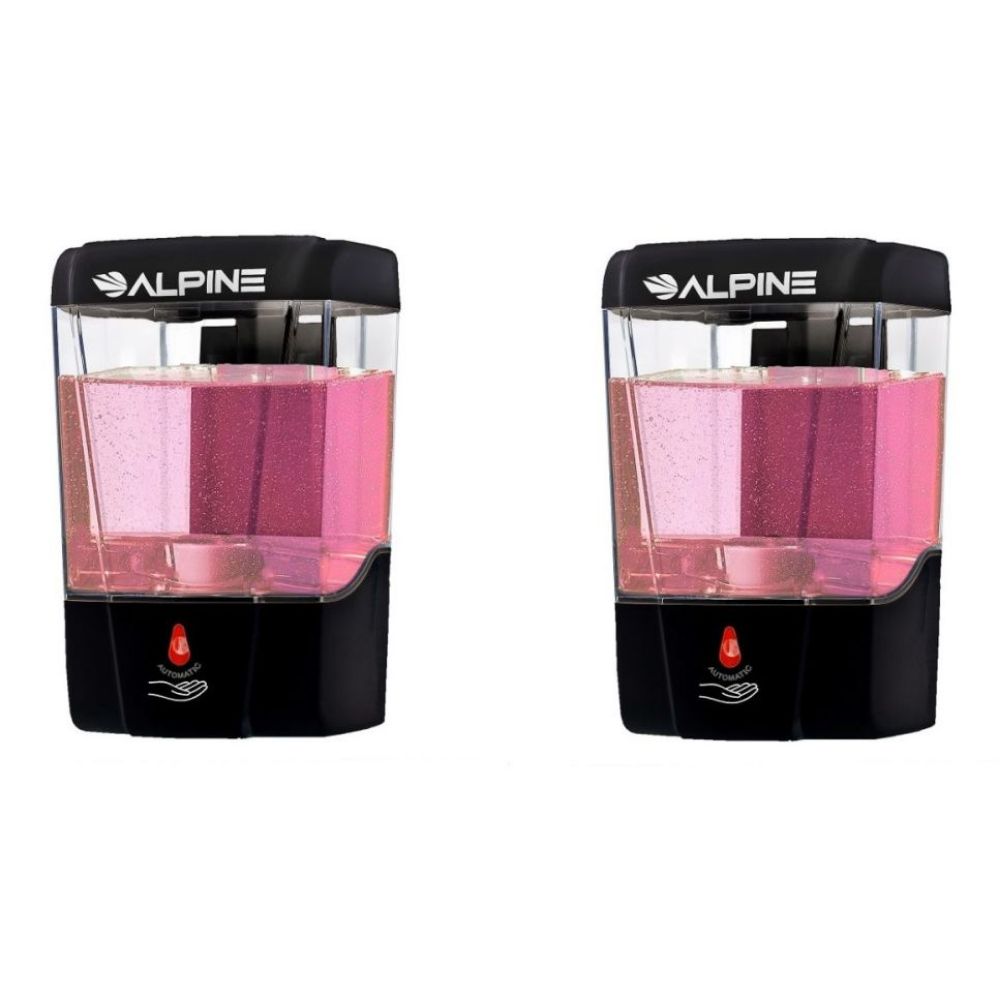 Alpine Commercial Automatic Touch-Free Liquid Soap And Gel Hand Sanitizer Dispensers, 700 mL, Black, Pack Of 2 Dispensers MPN:ALP432-1-BLK-2PK