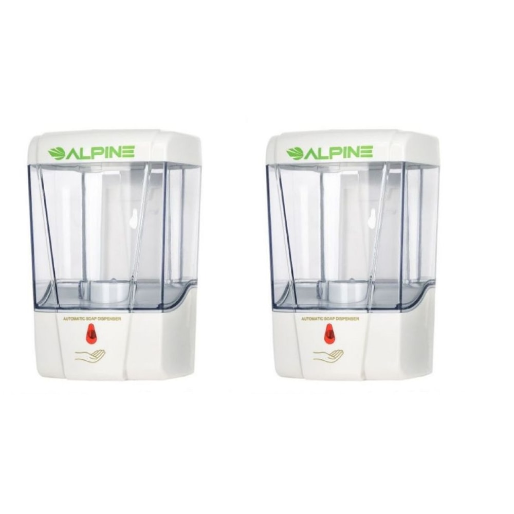 Alpine Commercial Automatic Touch-Free Liquid Soap And Gel Hand Sanitizer Dispensers, 700 mL, White, Pack Of 2 Dispensers MPN:ALP432-1-WHI-2PK