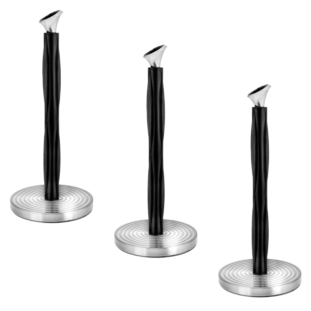Alpine Paper Towel Holders, Sparkling Ripples, 14in x 6-3/4in x 6-3/4in, Black/Silver, Pack Of 3 Holders MPN:ALP433-03-3PK