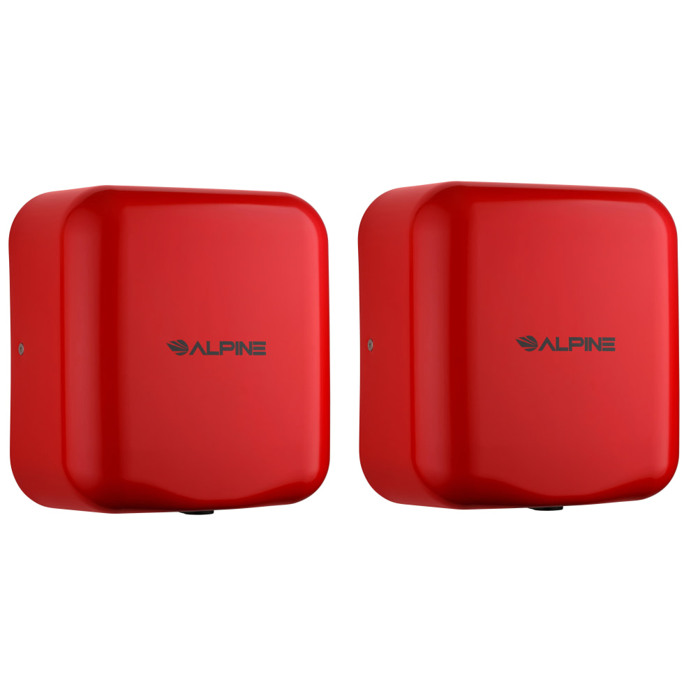 Alpine Industries Hemlock Commercial Automatic High-Speed Electric Hand Dryers, Red, Pack Of 2 Dryers MPN:ALP400-10-RED-2PK