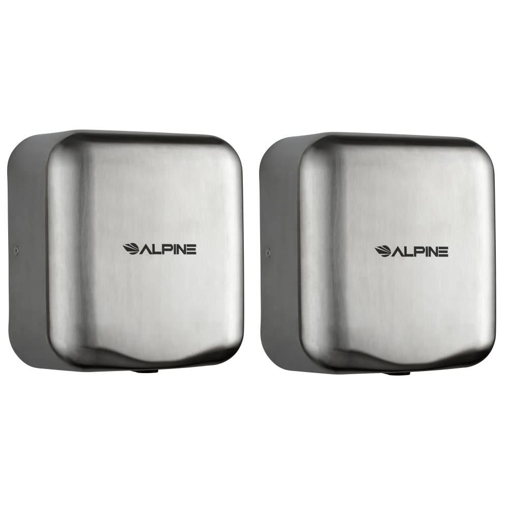 Alpine Industries Hemlock Commercial Automatic High-Speed Electric Hand Dryers, Brushed Silver, Pack Of 2 Dryers MPN:ALP400-10-SSB-2PK